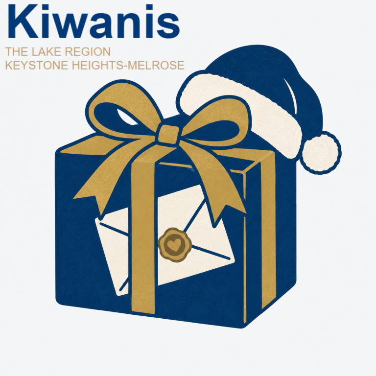 Emblem of a wrapped gift with a letter and a Santa hat